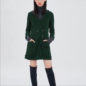 Chic Green Double-Breasted Coat Dress